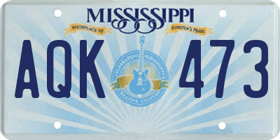 MS license plate AQK473