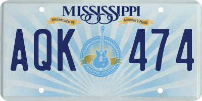 MS license plate AQK474