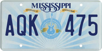MS license plate AQK475