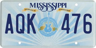 MS license plate AQK476