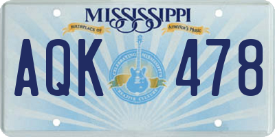 MS license plate AQK478