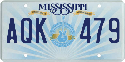 MS license plate AQK479