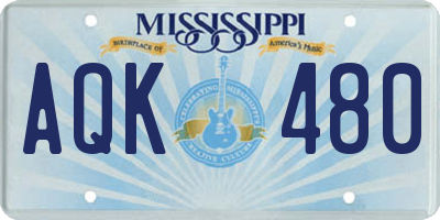 MS license plate AQK480
