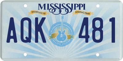 MS license plate AQK481
