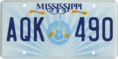 MS license plate AQK490