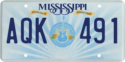MS license plate AQK491