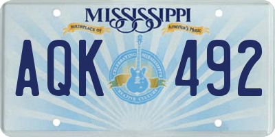 MS license plate AQK492