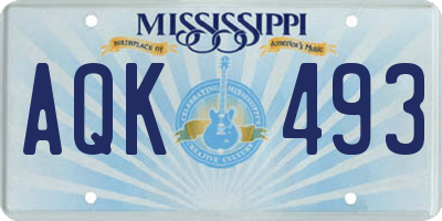 MS license plate AQK493