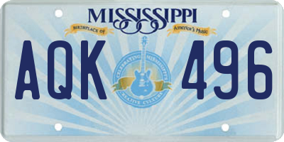 MS license plate AQK496