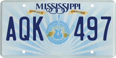 MS license plate AQK497