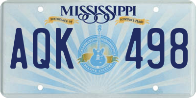 MS license plate AQK498