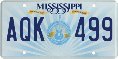 MS license plate AQK499