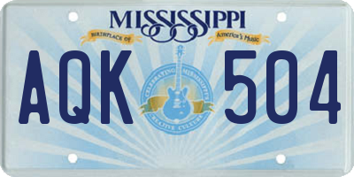 MS license plate AQK504