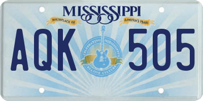 MS license plate AQK505