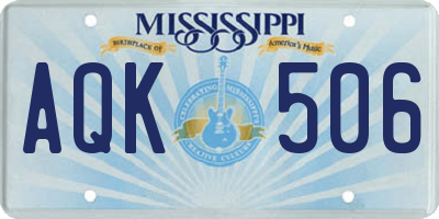 MS license plate AQK506