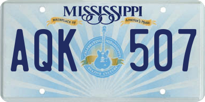MS license plate AQK507
