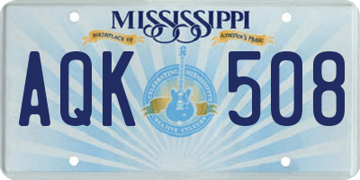 MS license plate AQK508