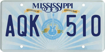 MS license plate AQK510