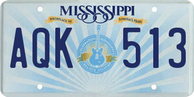 MS license plate AQK513