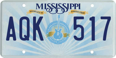 MS license plate AQK517