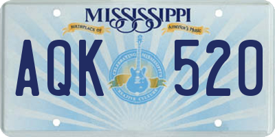MS license plate AQK520