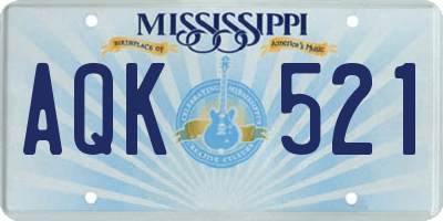 MS license plate AQK521