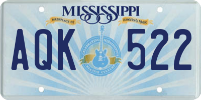 MS license plate AQK522
