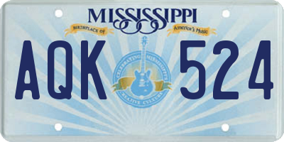 MS license plate AQK524