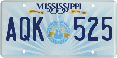 MS license plate AQK525