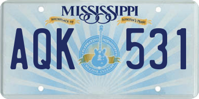 MS license plate AQK531