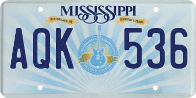 MS license plate AQK536