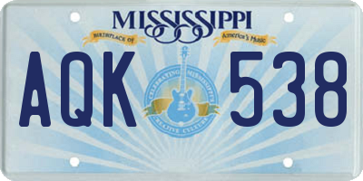 MS license plate AQK538