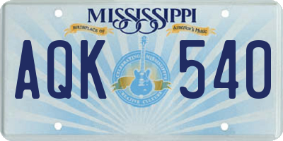 MS license plate AQK540