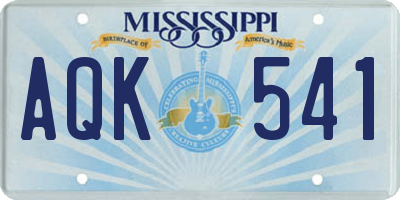 MS license plate AQK541