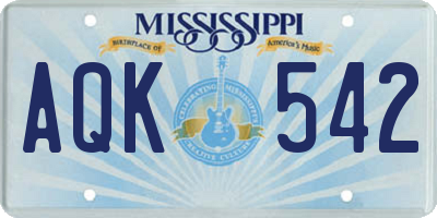 MS license plate AQK542