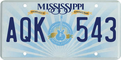 MS license plate AQK543