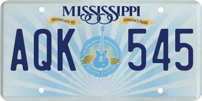 MS license plate AQK545