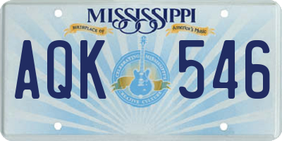 MS license plate AQK546