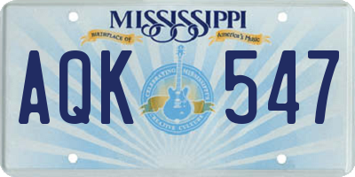 MS license plate AQK547