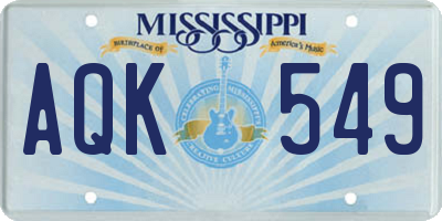 MS license plate AQK549