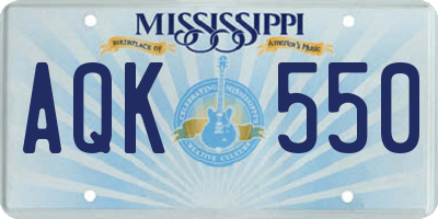 MS license plate AQK550