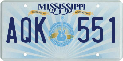 MS license plate AQK551