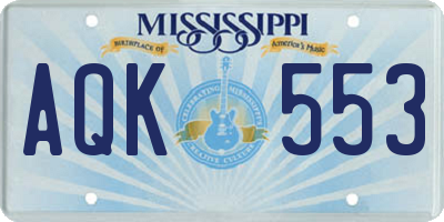 MS license plate AQK553