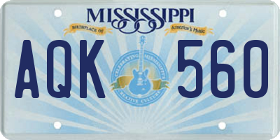 MS license plate AQK560