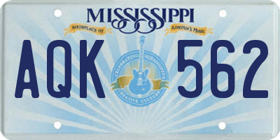 MS license plate AQK562