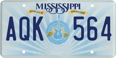 MS license plate AQK564