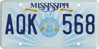 MS license plate AQK568
