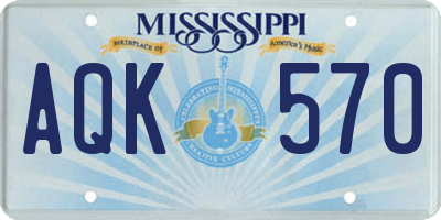 MS license plate AQK570