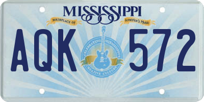 MS license plate AQK572