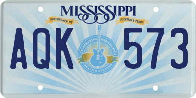 MS license plate AQK573